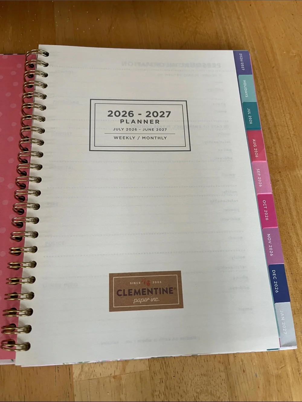 2026-2027 Weekly/Monthly Planner New w Defect